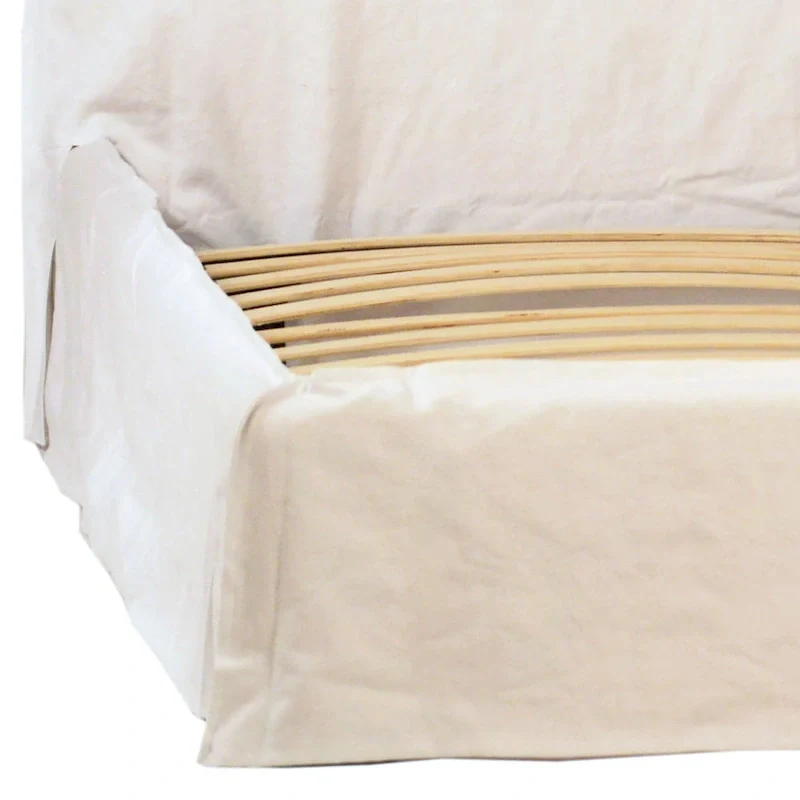 Stetson Ivory Linen Upholstered Slipcover Style Platform Panel Bed, Eastern King