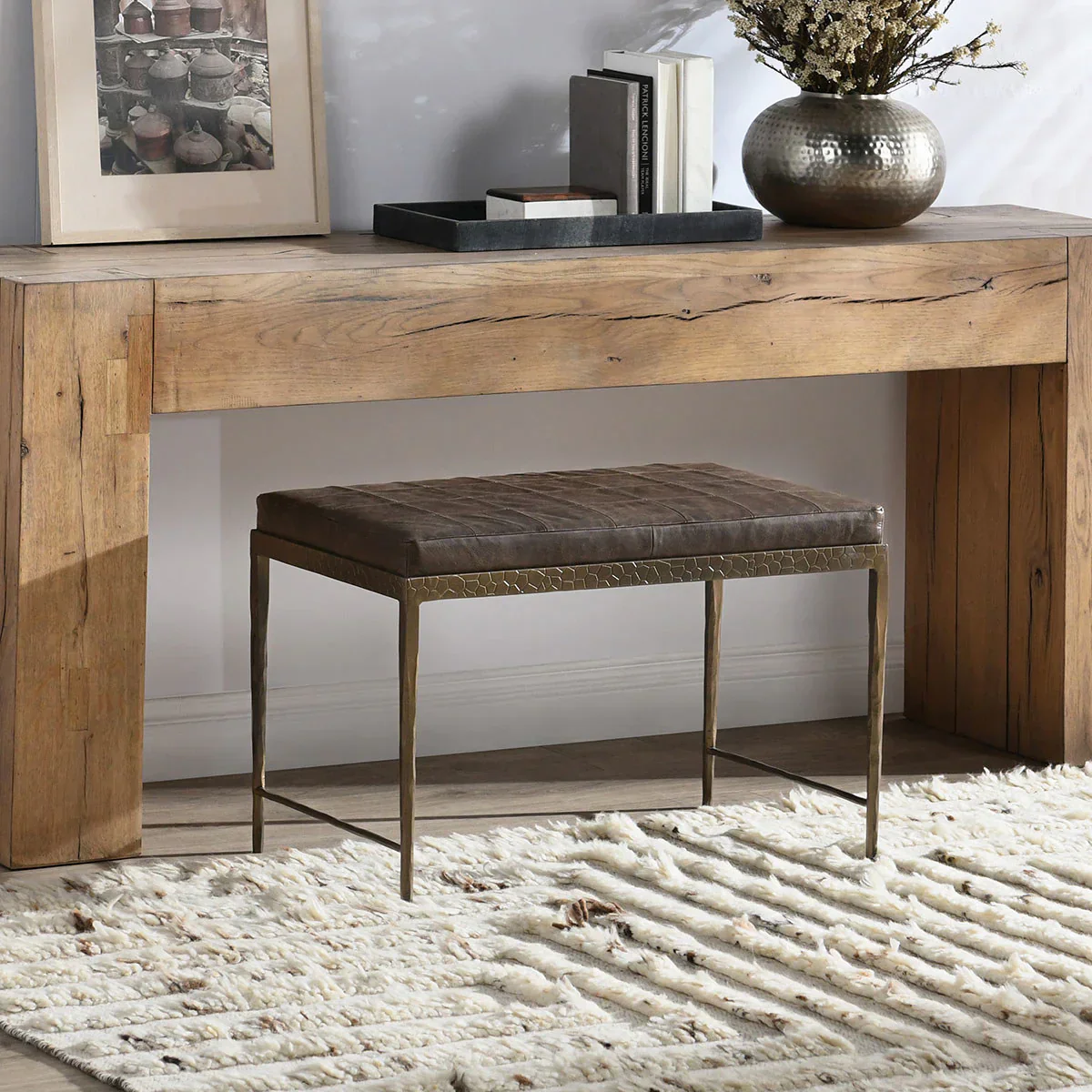 Malo Leather Bench - Cocoa Brown