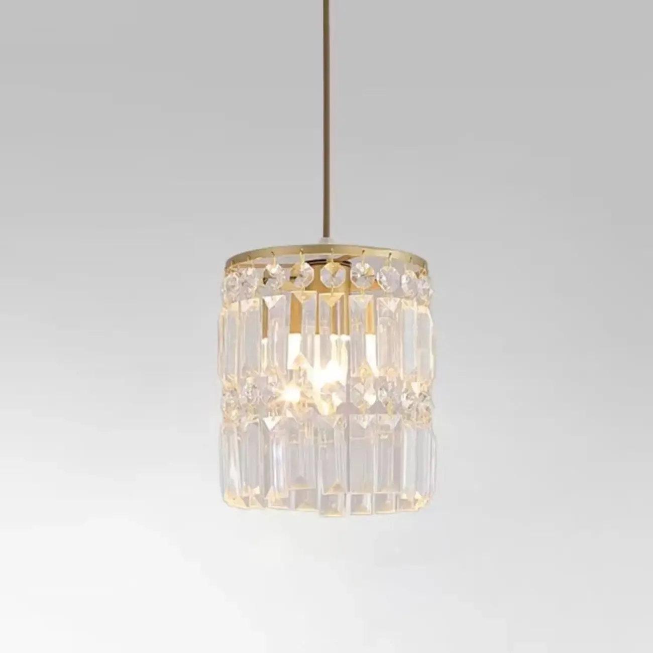 Kitchen Island Modern Crystal Cylinder Pendant Light