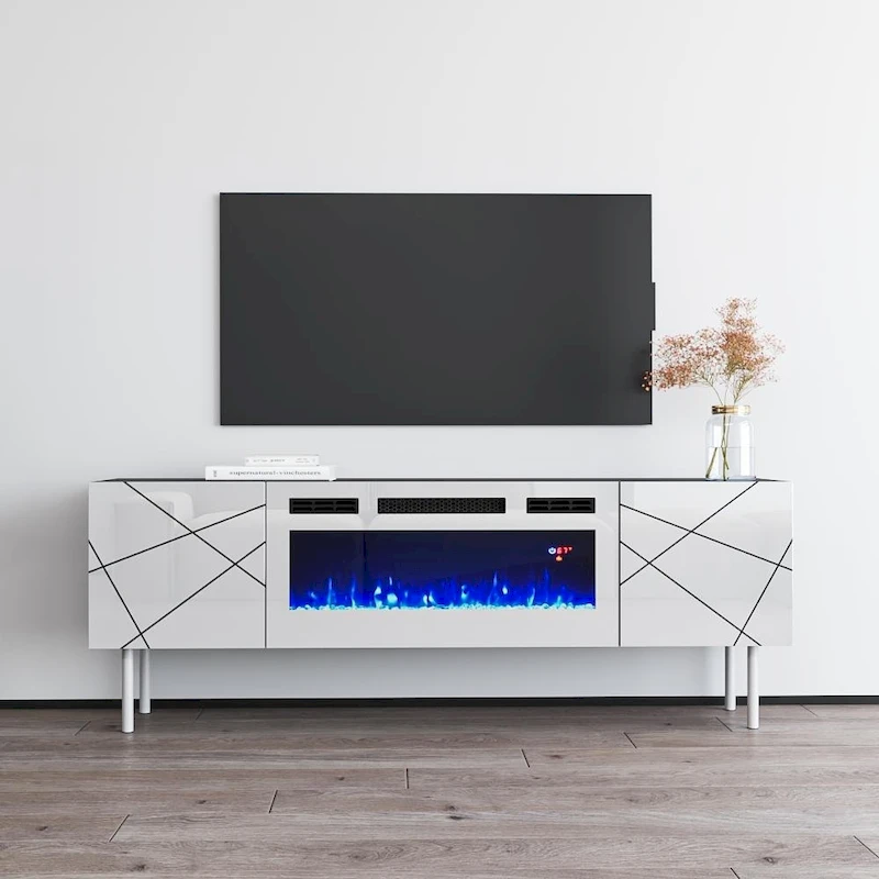 London WH-EF Electric Fireplace 63 TV Stand