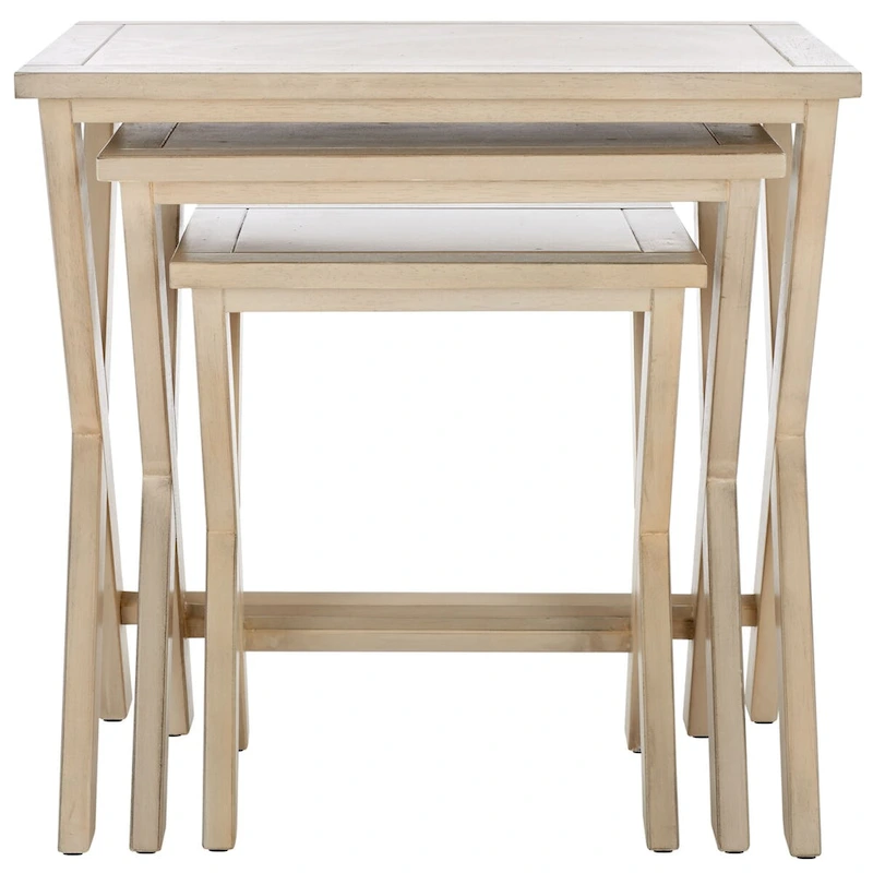 SAFAVIEH Izabela Antiqued White Birch Nesting Tables (Set of 3) - 24.4 x 16.5 x 23.8 - 24Wx17Dx24H