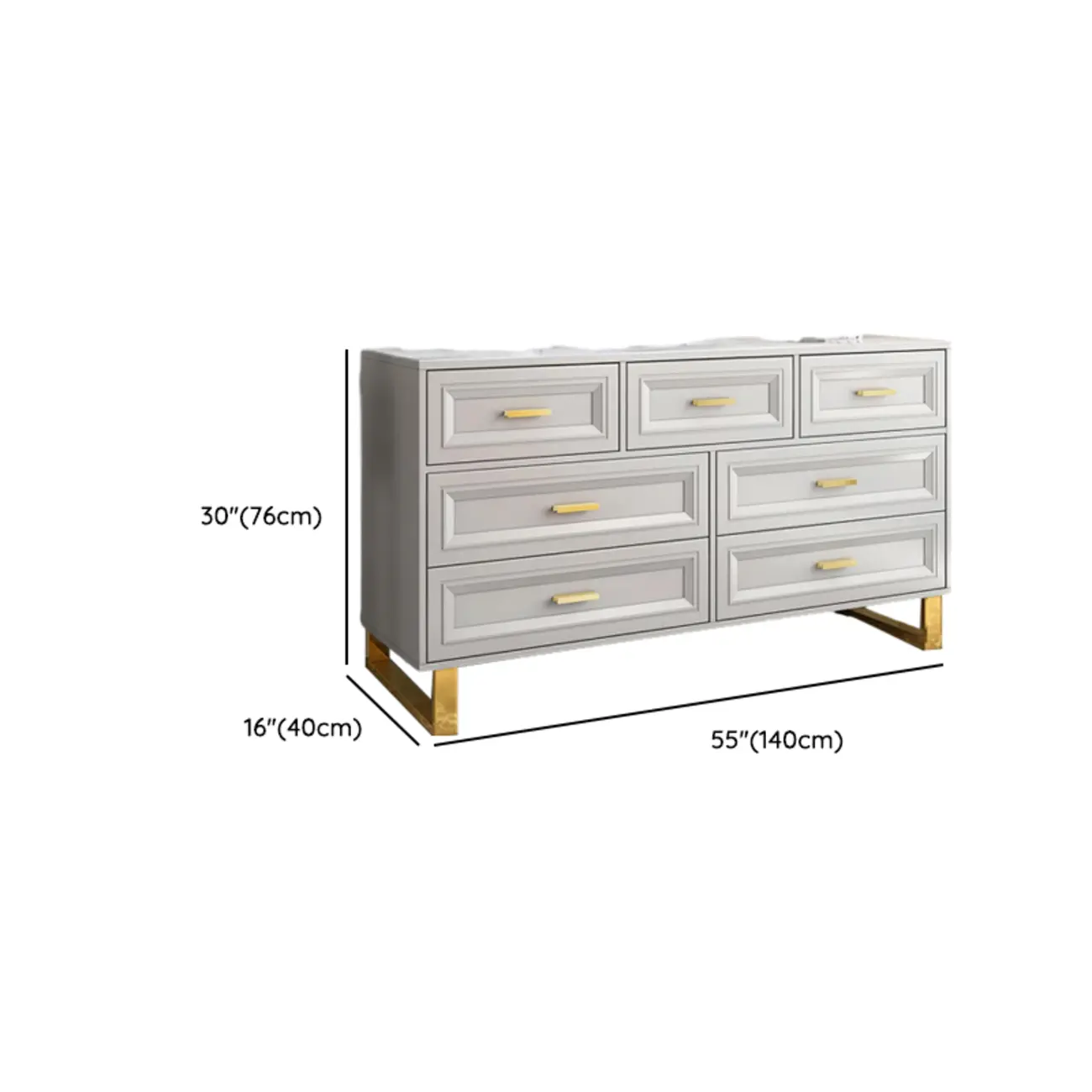 Glam Grey Wooden Combo Dresser with 7-Drawers