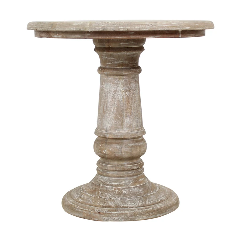 Kafe Natural Mango Wood Round Side Table by East at Main