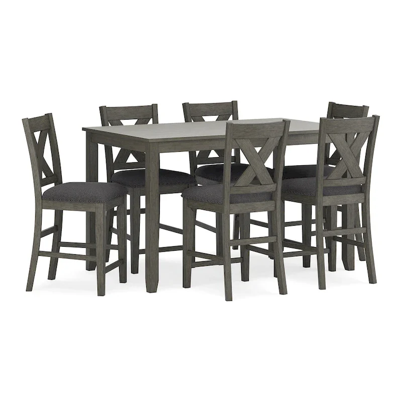 Caitbrook Gray Counter Height Dining Table and Bar Stools (Set of 7)