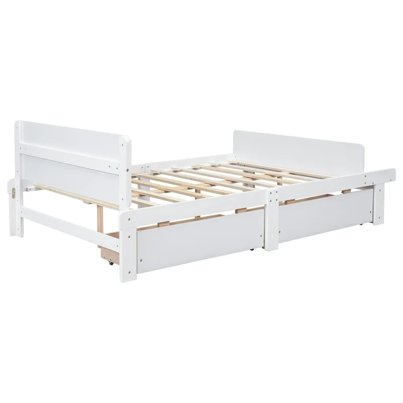 Full Bed with Footboard Bench,2 drawers