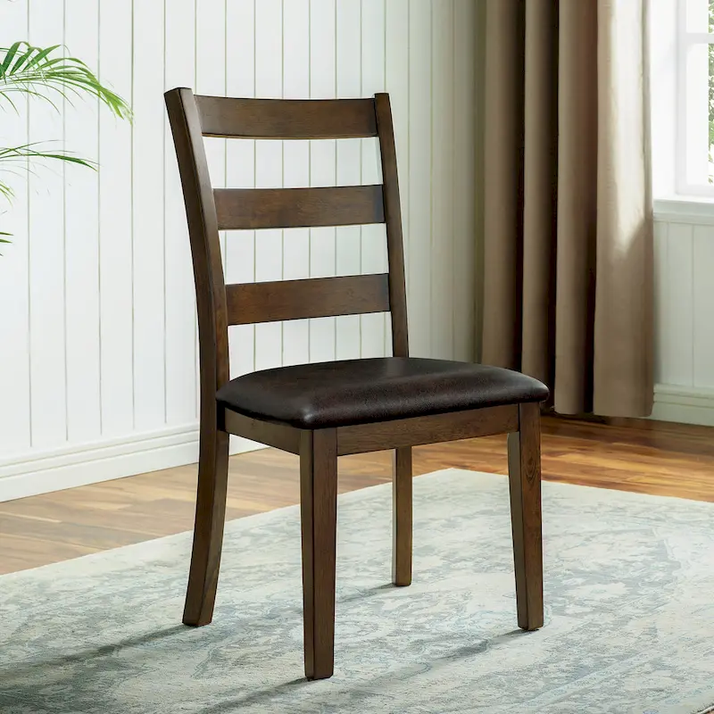 Oma Transitional Walnut Solid Wood 5-Piece Dining Table Set by Furniture of America