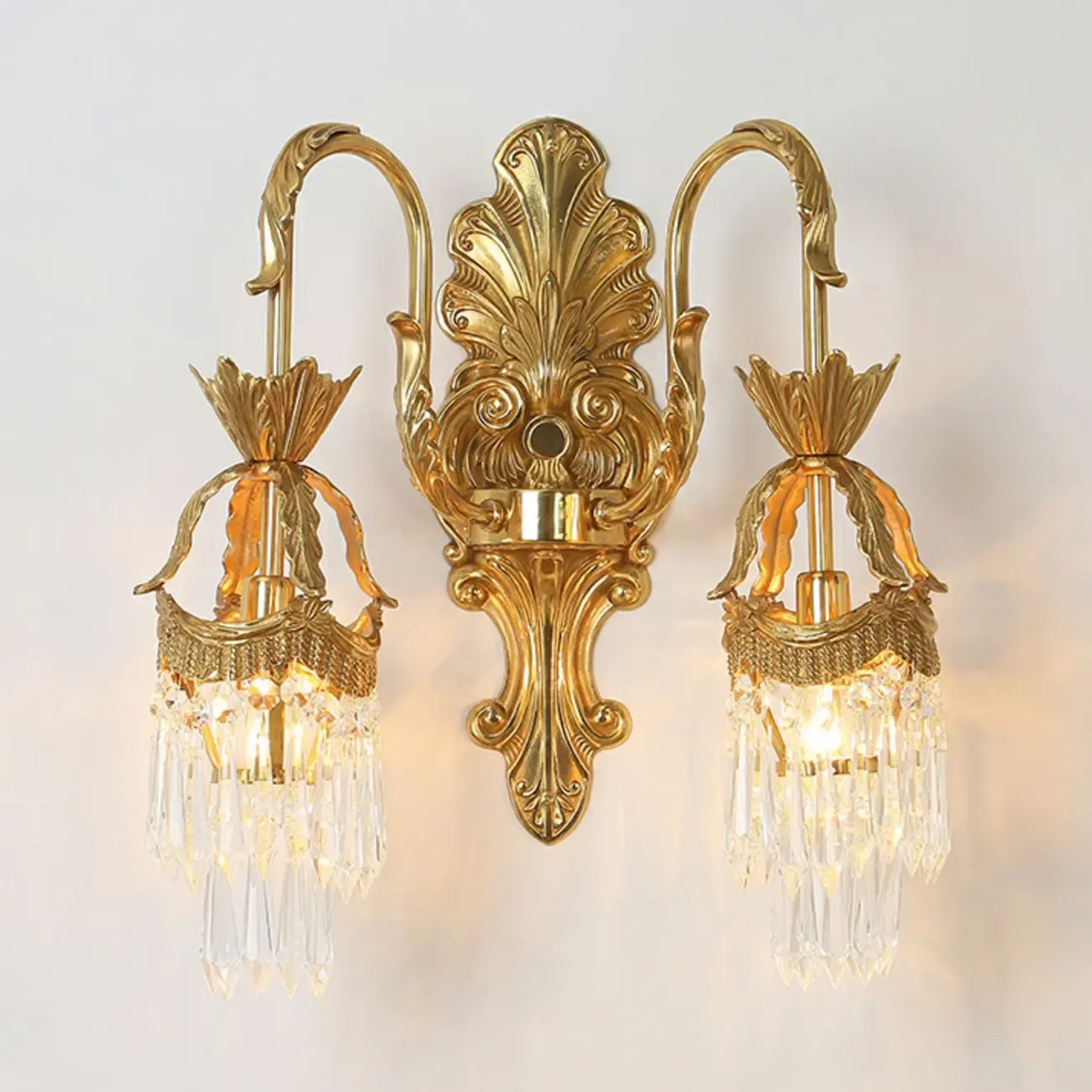 Indoor Vintage Crystal Arc Wall Sconce with Double Lights