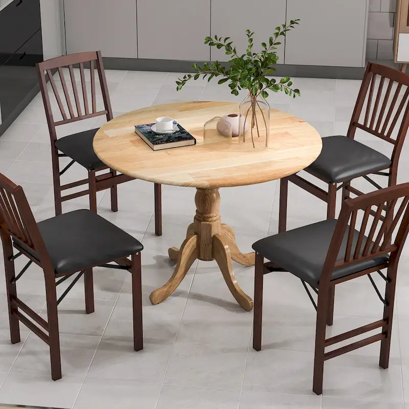 39-Inch Round Rustic Dining Table with Rubber Wood, Splayed Legs, 4-Person Capacity for Kitchen