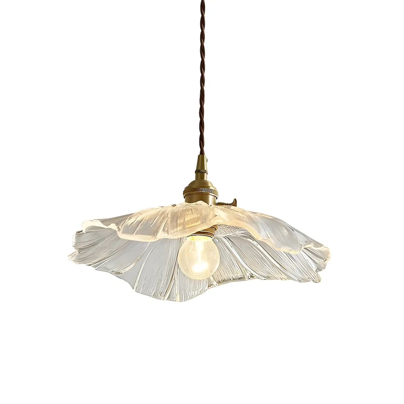 Designer Clear Glass Lotus Leaf Pendant Lamp for Bedroom