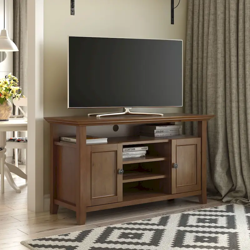 54-Inch Wide Solid Wood Transitional-Style Tv Stand — 54
