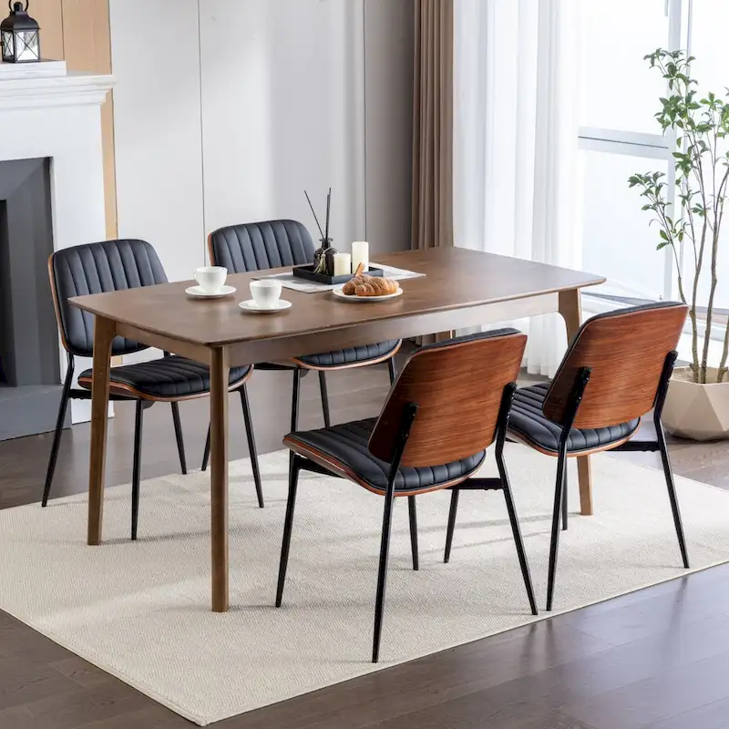 GDFStudio Mid Century Modern Armless Upholstered Dining Chairs with Metal Legs