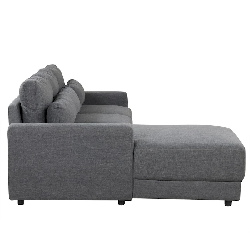 L-shaped Modular Sectional Sofa with Removable Back Cushions and 3 Pillows