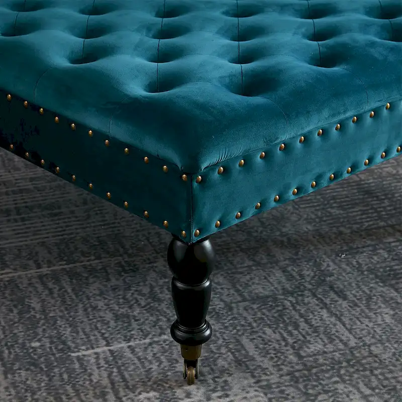 Button-Tufted Round Ottoman – 33 x 33 x 18 Inch
