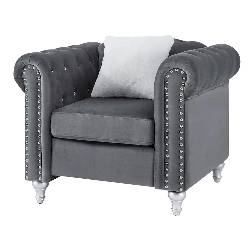 Raisa Velvet Crystal Accent Chair