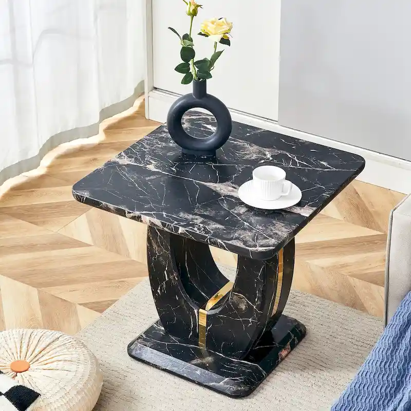 23.6 Square Coffee Table with Gold-Tone Leg Strips