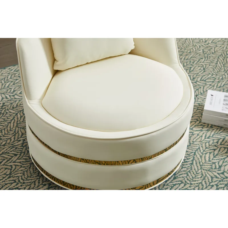 Swivel Chair, 360 Swivel Accent Chair, Faux Leather Barrel Chair Club Chair, Padded Single Chair