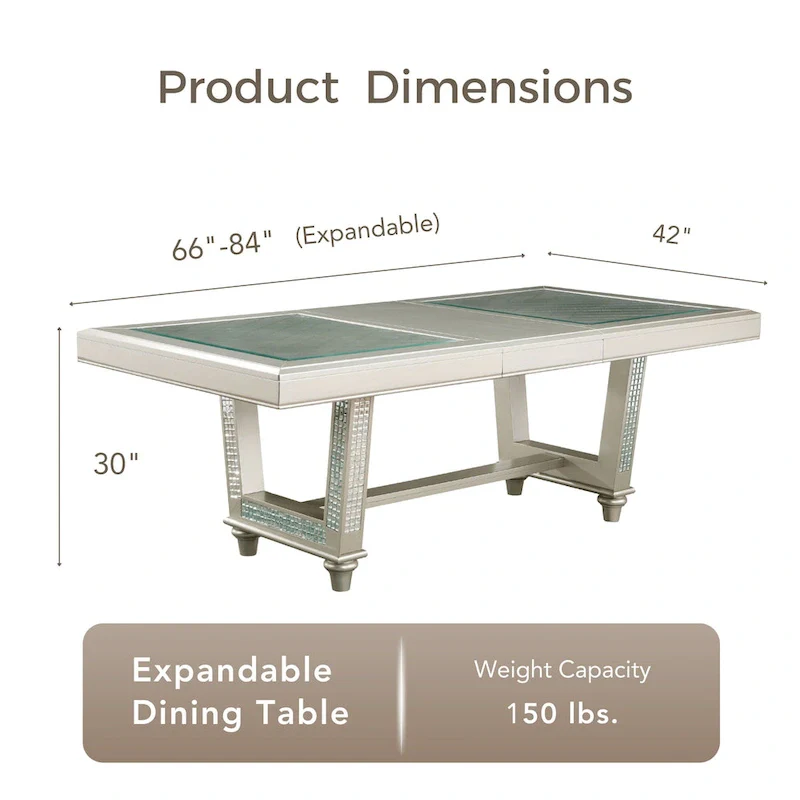 Furniture of America Medlee Glam84-inch Expandable Dining Table with Leaf
