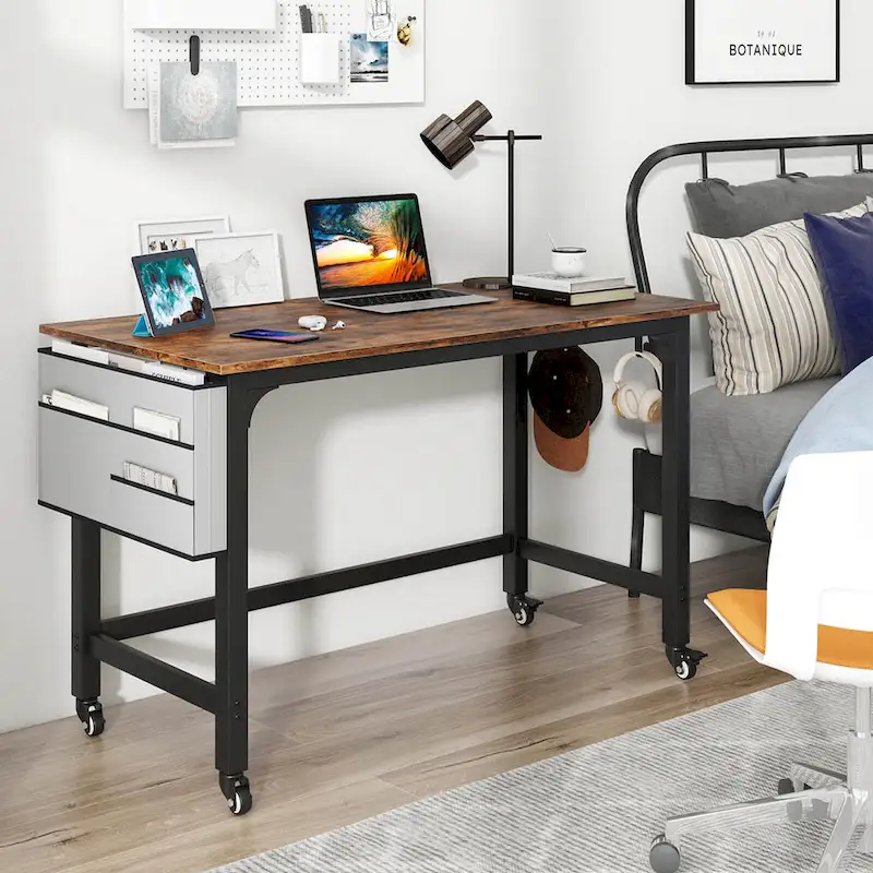 Costway 1/2/4 PCS Rolling Computer Desk Metal Frame PC Laptop Table