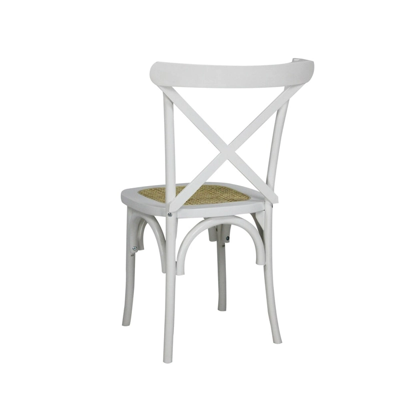 Colmar Classic Traditional X-Back Wood Rattan Dining Chair, Natural (Set of 2) by JONATHAN Y