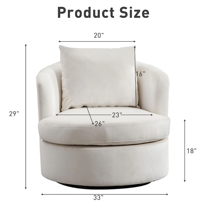 Swivel Barrel Chair with Lamb Wool Fabric