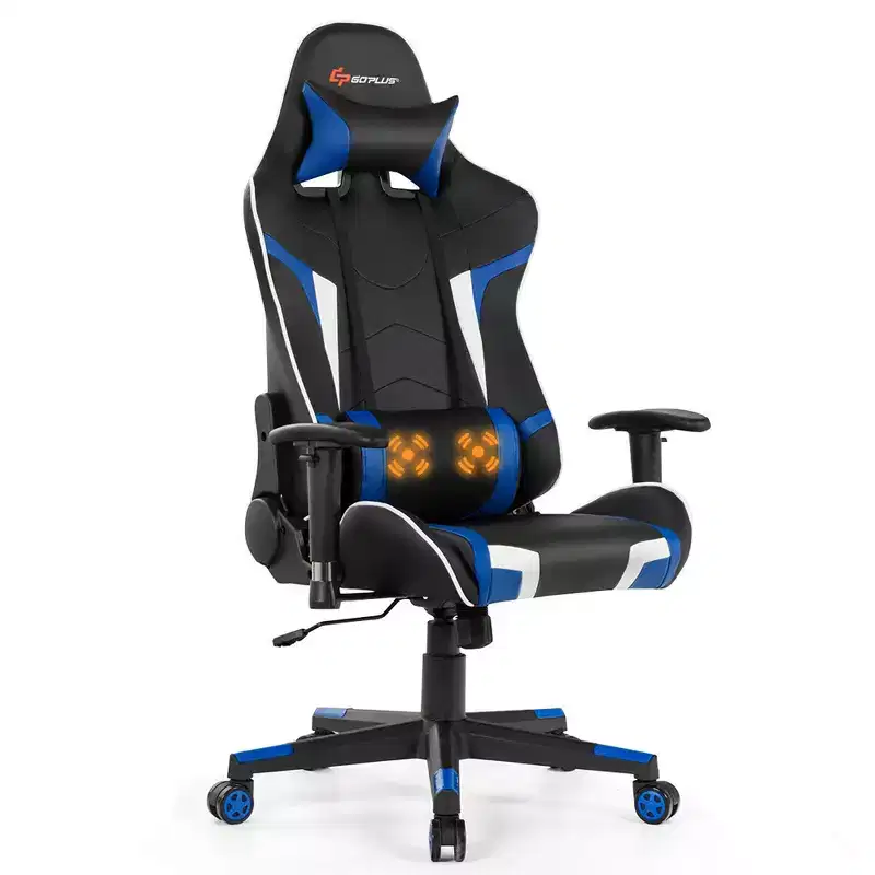Costway Massage Gaming Chair Reclining Swivel Racing Office Chair w/Lumbar Support