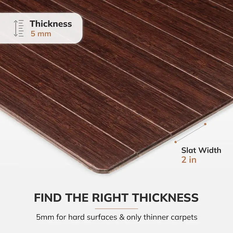 Jani Eco Bamboo Standard Rectangular Chair Mat - (72 x 48), Premium Quality, Eco-Friendly Chair Mat