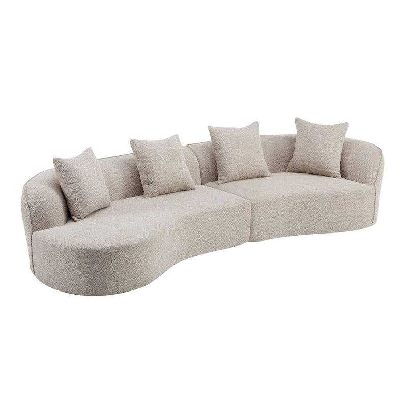 Beige Curved Sectional Sofa - 5 Seater
