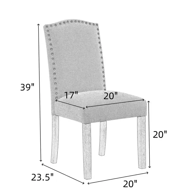 Gray / Taupe Modern Classic Armless Dining Chair, High Back, Set of 2