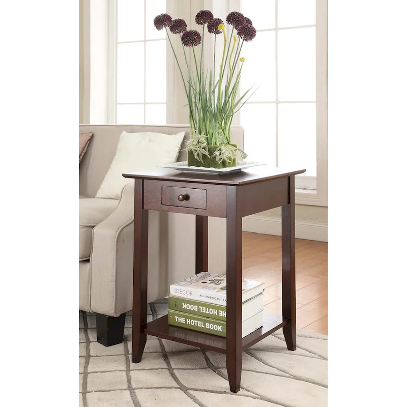 Convenience Concepts American Heritage 1 Drawer End Table with Shelf