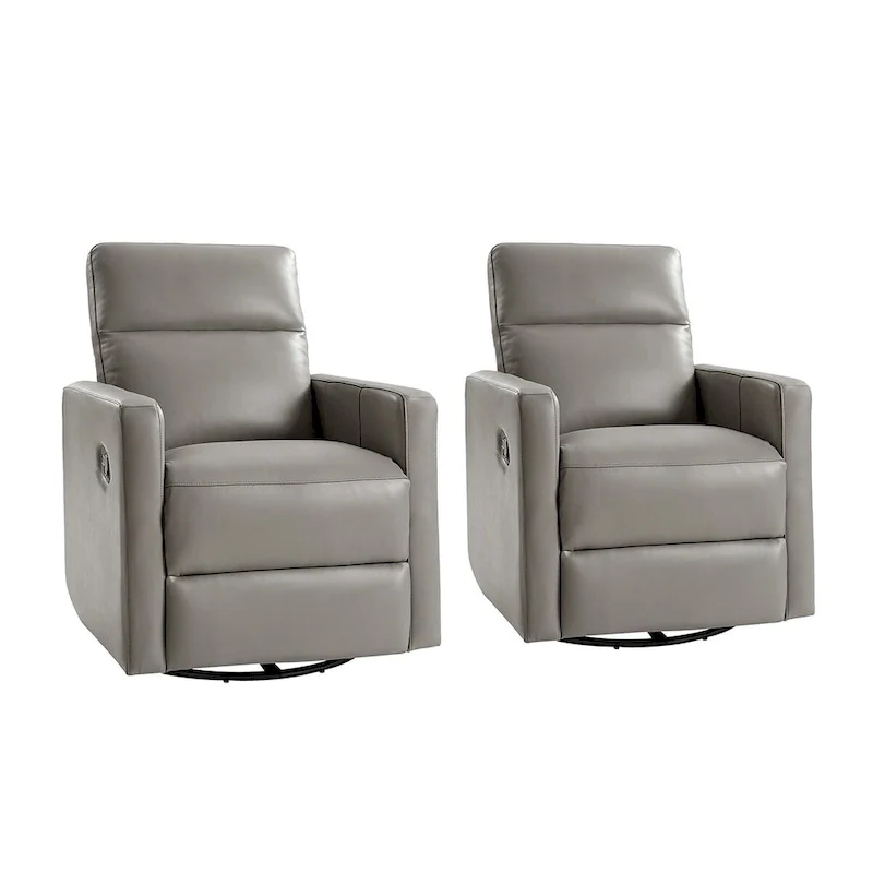 Josefa Modern Genuine Leather Swivel Rocker Recliner Set of 2 by Hulala Home