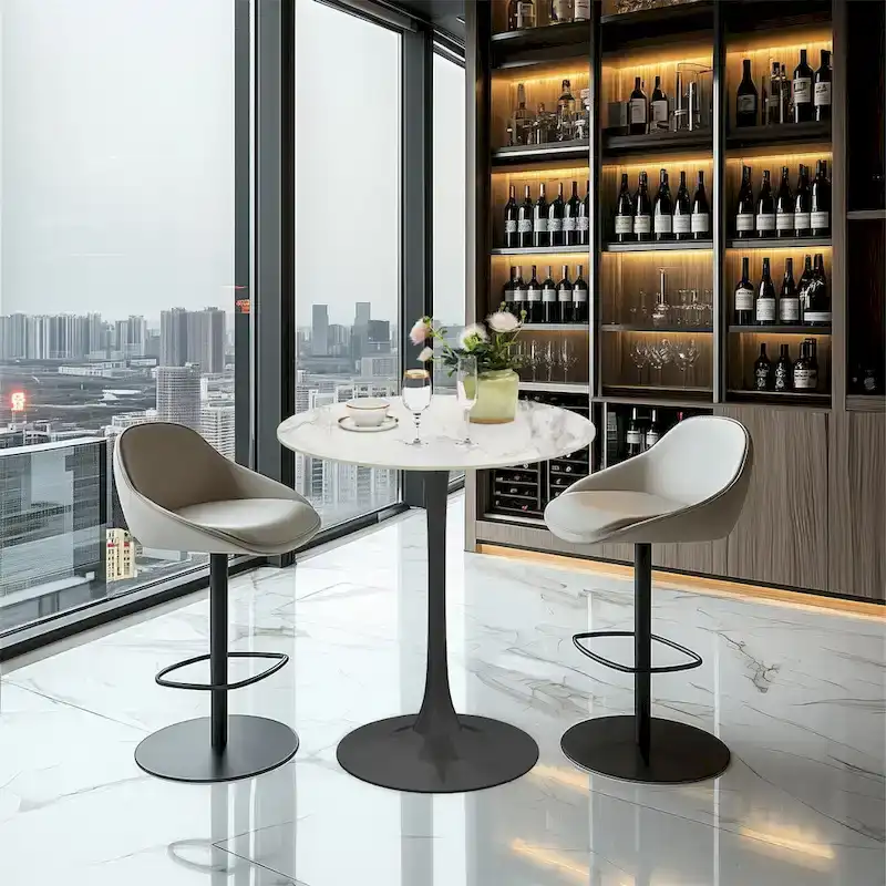 39.37  High Bar Table Round Cafe Bistro Pub Cocktail Kitchen Table Sintered Stone-top