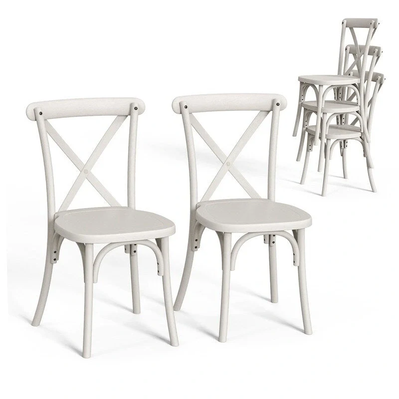 Patio Plastic Stackable Dining Chair Set (Set of 2)