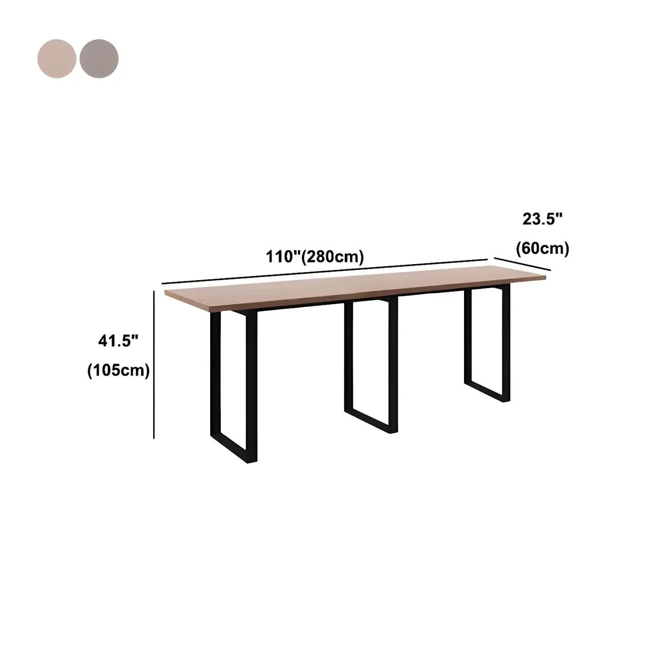 Industrial Walnut Rectangular Large Dining Bar Table