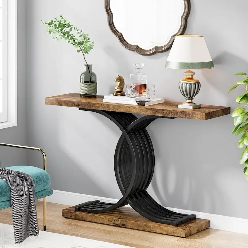 Modern Entryway Table, 39-Inch Console Accent Table, Narrow Wood Sofa Foyer Table