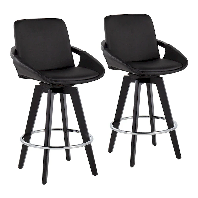 Carson Carrington Pugo Fixed-Height Counter Stool with Black Wood Base (Set of 2)