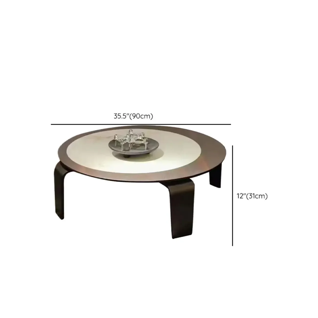 Unique Marble Round 2 Nesting Coffee Table Set with Wood Base