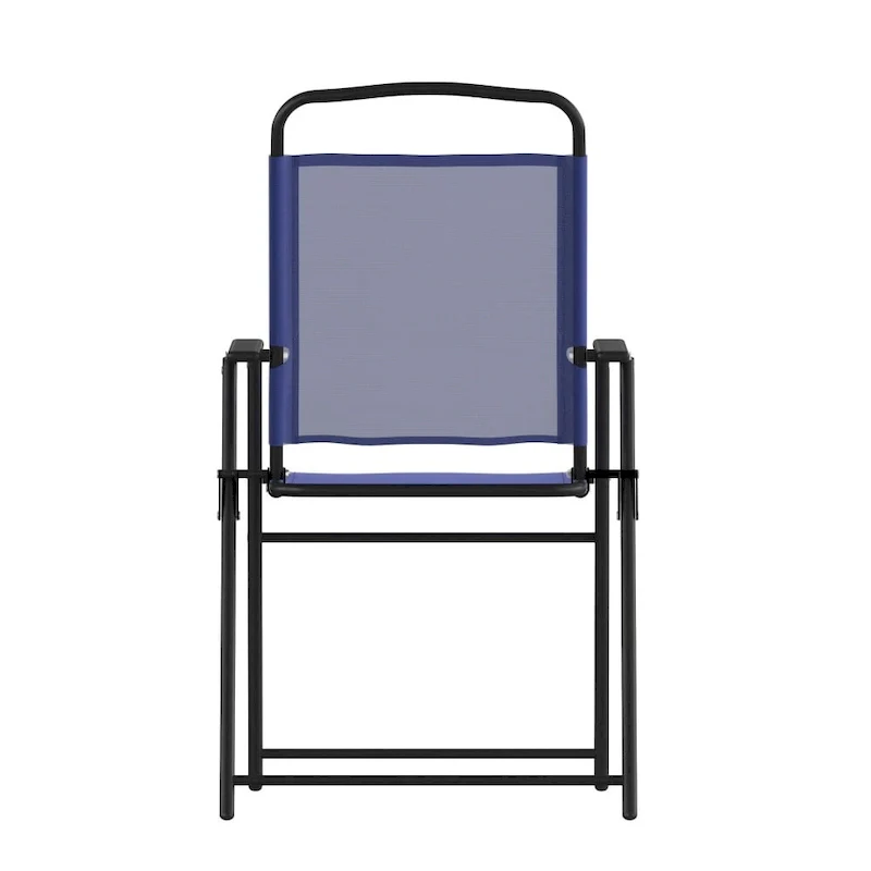 Set of 2 All-Weather Textilene Patio Sling Chairs with Armrests