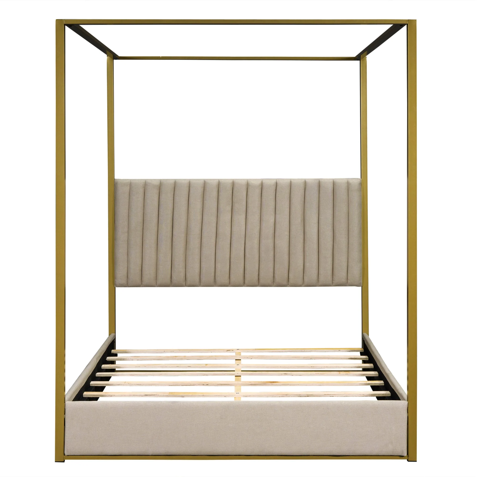 Walker Edison | Queen Size Upholstery Canopy Platform Bed