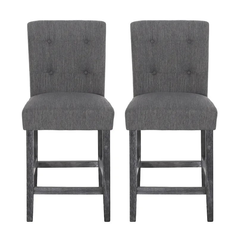 Rossburg Fabric and Rubberwood 26 Inch Counter Stools (Set of 2) by Christopher Knight Home