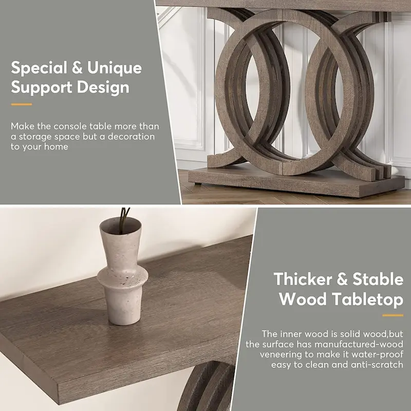 Farmhouse Console Sofa Table, 55 Inches Entryway Hallway Foyer Table