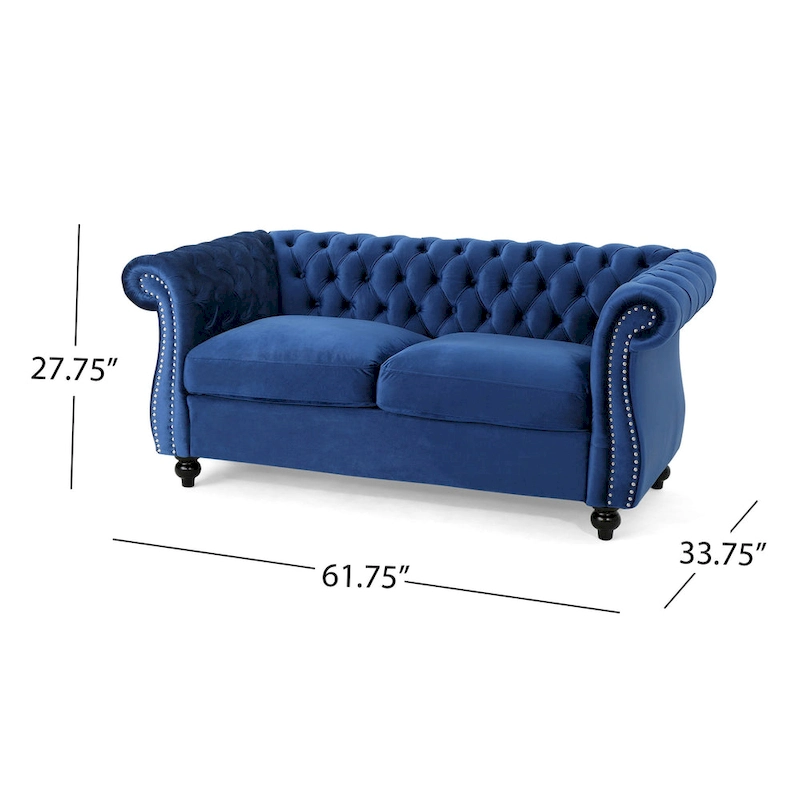 Somerville Upholstered Chesterfield Nailhead Loveseat by Christopher Knight Home