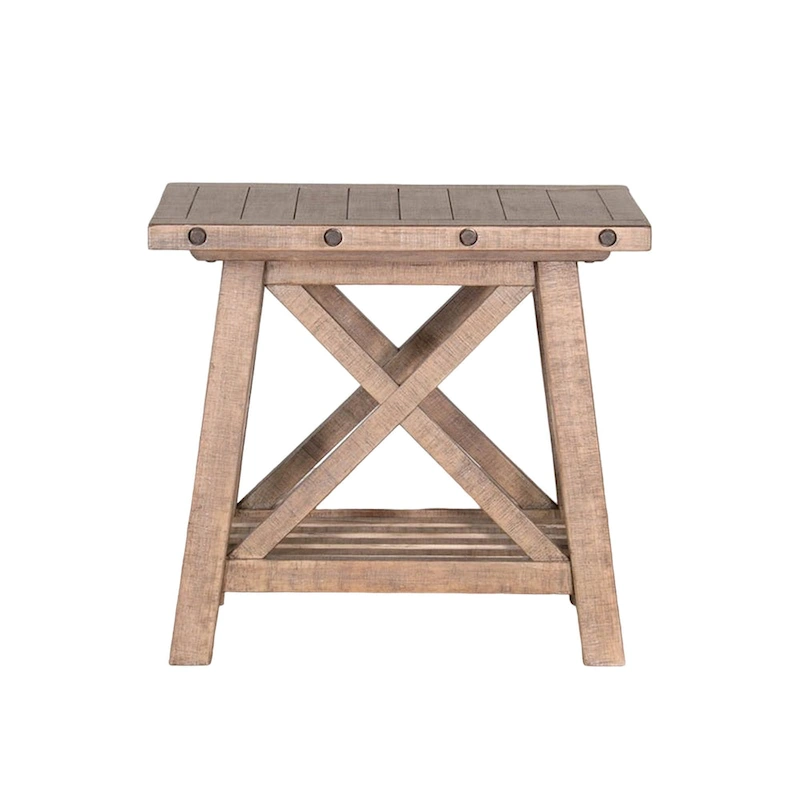 Anva Accent Chairside Table, Light Brown Mahogany, Rectangular 28 Inch