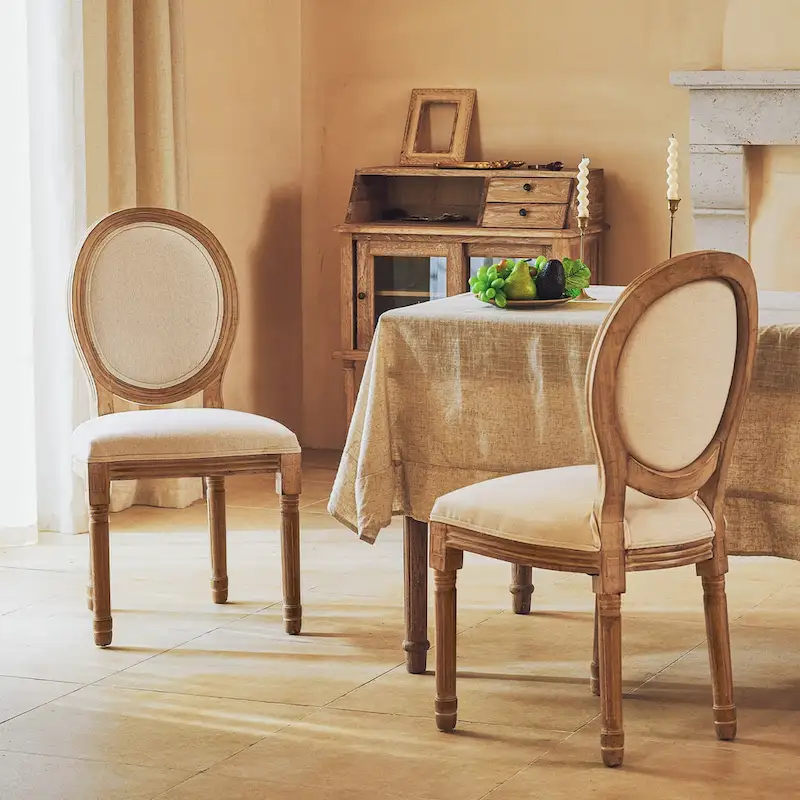 CO-Z King Louis XVI Upholstered Dining and Side Chairs, Set of 2