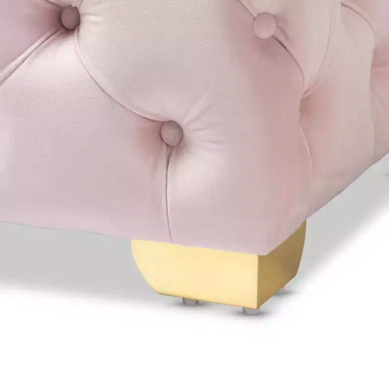 Baxton Studio Avara Velvet Finished Button Tufted Ottoman Pink