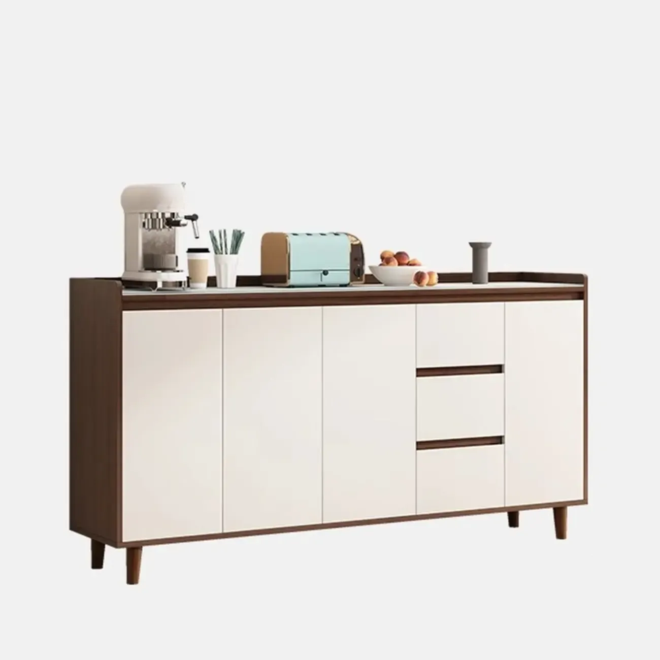 Modern Wood Sideboard with Glass Countertop