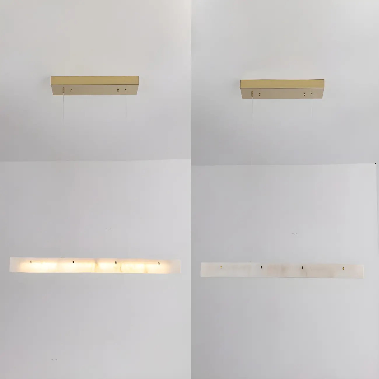 Modern Gold Metal Rectangle Kitchen Island Pendant Light