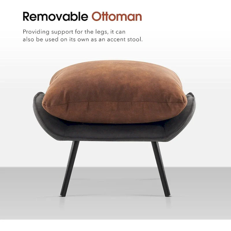 MCombo Set of 2 Accent Chair with Ottoman, Leathaire Fabric LW951