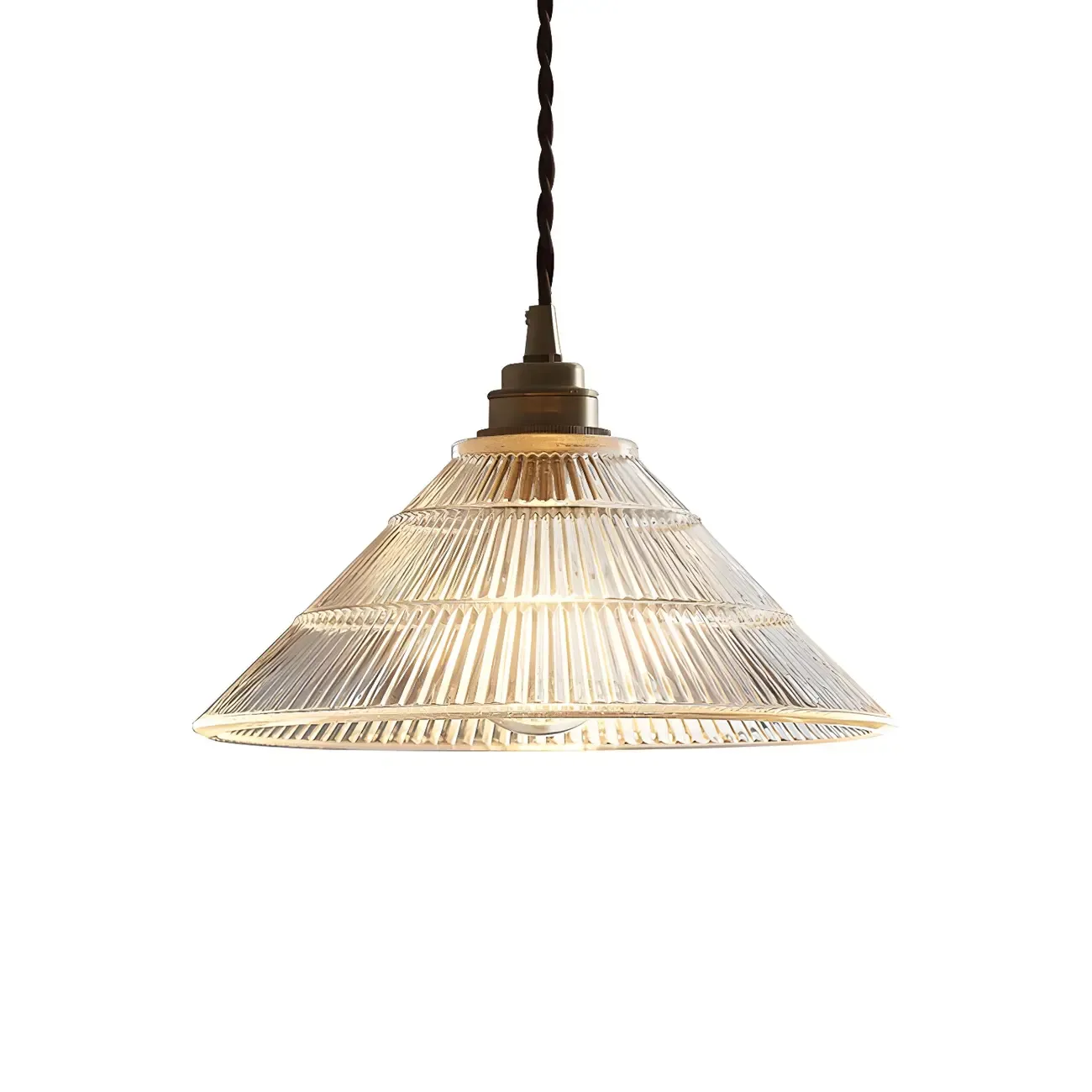 Industrial Clear Glass Cone Pendant Light Fixture