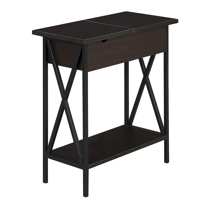 Convenience Concepts Tucson Flip Top End Table with Charging Station and Shelf