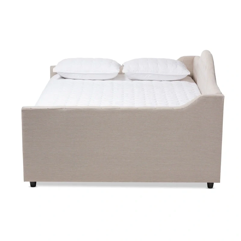 Fabric Upholstered Daybed with Button-Tufted Headboard